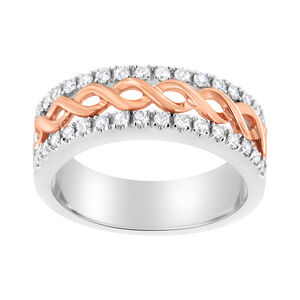 10K White and Rose Gold 1/3 Cttw Diamond